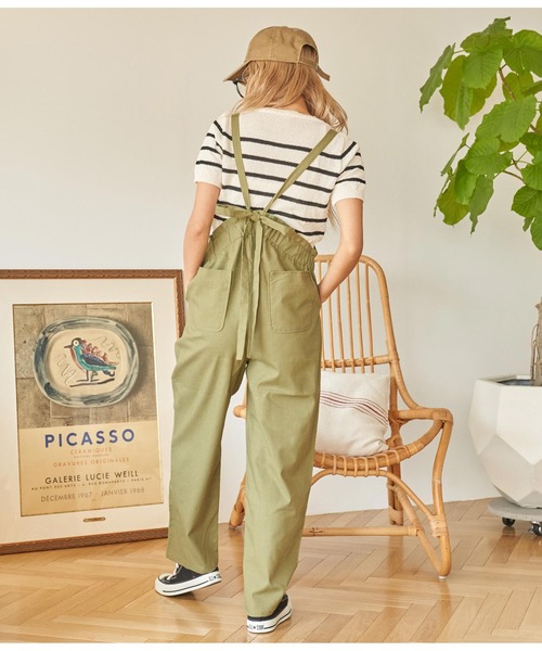 anap mimpi(アナップミンピ)の「ハイウエスト サスペンダー サロペット パンツ(サロペット/オーバーオール・レディース・アイボリー/カーキ/ネイビー・FREE)」の2枚目の写真