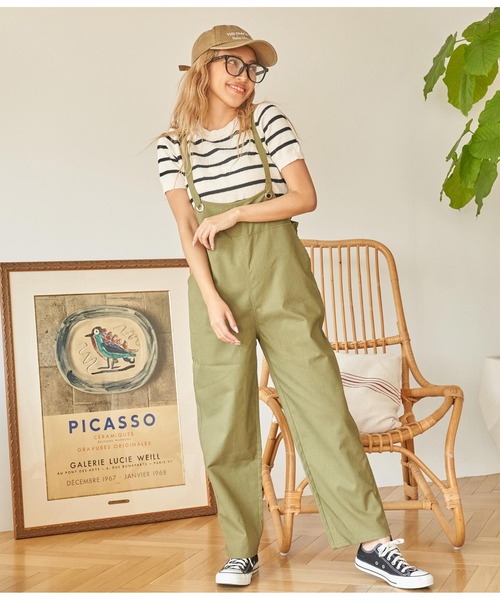 anap mimpi(アナップミンピ)の「ハイウエスト サスペンダー サロペット パンツ(サロペット/オーバーオール・レディース・アイボリー/カーキ/ネイビー・FREE)」の18枚目の写真