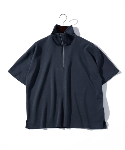 THISIS（ディスイズ）の「ビッグシルエット ダンボールニット ハーフジップ  Tシャツ レディース（Tシャツ/カットソー・レディース・ブラック/チャコールグレー/ホワイト・LARGE/X-LARGE/MEDIUM）」の3枚目の写真
