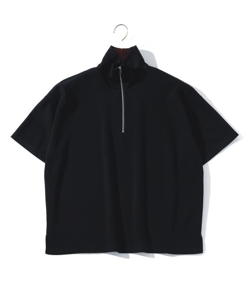 THISIS（ディスイズ）の「ビッグシルエット ダンボールニット ハーフジップ  Tシャツ レディース（Tシャツ/カットソー・レディース・ブラック/チャコールグレー/ホワイト・LARGE/X-LARGE/MEDIUM）」の2枚目の写真
