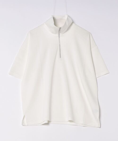 THISIS（ディスイズ）の「ビッグシルエット ダンボールニット ハーフジップ  Tシャツ レディース（Tシャツ/カットソー・レディース・ブラック/チャコールグレー/ホワイト・LARGE/X-LARGE/MEDIUM）」の5枚目の写真