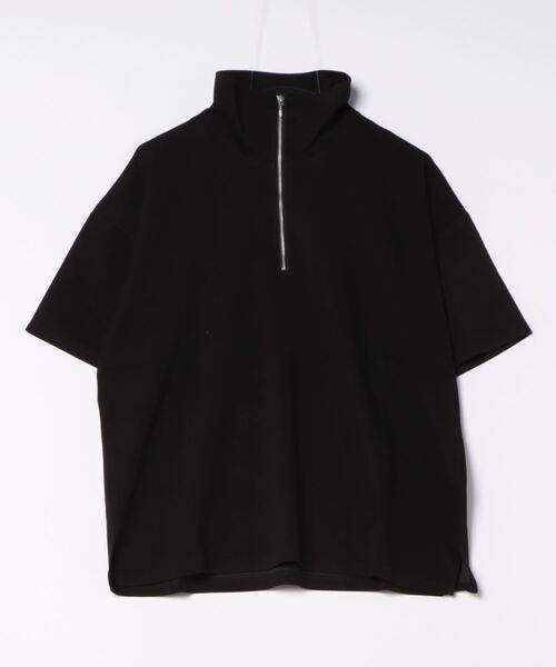 THISIS（ディスイズ）の「ビッグシルエット ダンボールニット ハーフジップ  Tシャツ レディース（Tシャツ/カットソー・レディース・ブラック/チャコールグレー/ホワイト・LARGE/X-LARGE/MEDIUM）」の6枚目の写真