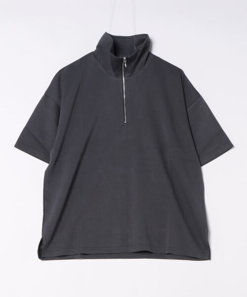 THISIS（ディスイズ）の「ビッグシルエット ダンボールニット ハーフジップ  Tシャツ レディース（Tシャツ/カットソー・レディース・ブラック/チャコールグレー/ホワイト・LARGE/X-LARGE/MEDIUM）」の7枚目の写真