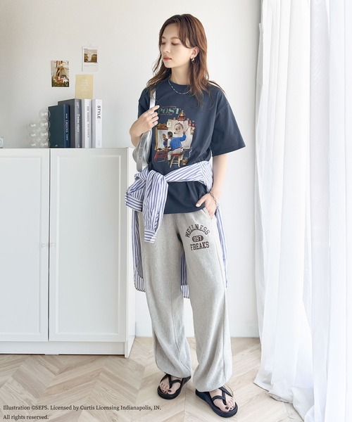 tシャツ 「THE SATURDAY EVENING POST」Road block アートワークデザイン グラフィックプリントTシャツ レディース 93040604213_C_1.jpg