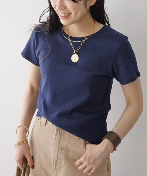 EVERYDAY I LIKE.(エヴリディアイライク)の「フィットTシャツ(Tシャツ/カットソー・レディース・ネイビー/ブラック/ホワイト・FREE)」の3枚目の写真