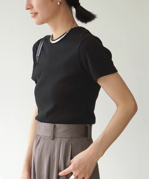 EVERYDAY I LIKE.(エヴリディアイライク)の「フィットTシャツ(Tシャツ/カットソー・レディース・ネイビー/ブラック/ホワイト・FREE)」の2枚目の写真