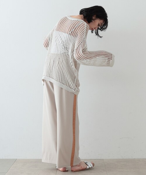 GALLEST（ギャレスト）の「◆ハシゴメッシュニット（ニット/セーター・レディース・ベージュ/オフホワイト/ブラック・38）」の5枚目の写真