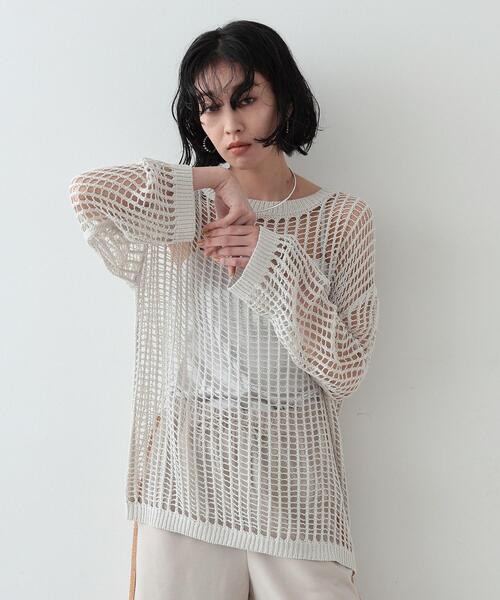 GALLEST（ギャレスト）の「◆ハシゴメッシュニット（ニット/セーター・レディース・ベージュ/オフホワイト/ブラック・38）」の7枚目の写真