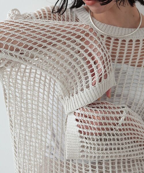 GALLEST（ギャレスト）の「◆ハシゴメッシュニット（ニット/セーター・レディース・ベージュ/オフホワイト/ブラック・38）」の11枚目の写真