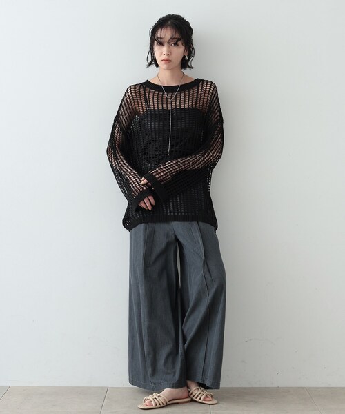 GALLEST（ギャレスト）の「◆ハシゴメッシュニット（ニット/セーター・レディース・ベージュ/オフホワイト/ブラック・38）」の12枚目の写真