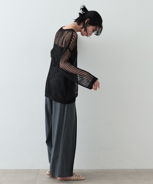 GALLEST（ギャレスト）の「◆ハシゴメッシュニット（ニット/セーター・レディース・ベージュ/オフホワイト/ブラック・38）」の14枚目の写真