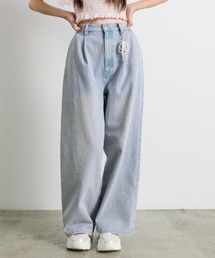 OLIVE des OLIVE | パールチャーム付きワイドデニムパンツ 1042030030(その他パンツ)