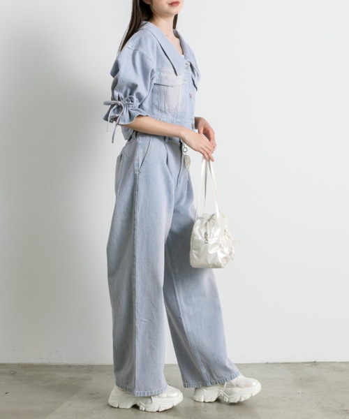 OLIVE des OLIVE（オリーブデオリーブ）の「パールチャーム付きワイドデニムパンツ（その他パンツ・レディース・ブラック系その他/ブルー系その他/サックスブルー・SMALL/MEDIUM）」の7枚目の写真