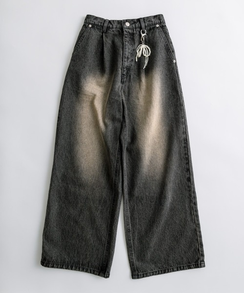OLIVE des OLIVE（オリーブデオリーブ）の「パールチャーム付きワイドデニムパンツ（その他パンツ・レディース・ブラック系その他/ブルー系その他/サックスブルー・SMALL/MEDIUM）」の17枚目の写真