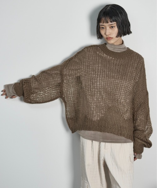 THE YOn(ザヨン)の「モヘアライクシアーニットプルオーバー(ニット/セーター・レディース・カーキ/アイボリー/ラベンダー/キャメル・FREE)」の2枚目の写真