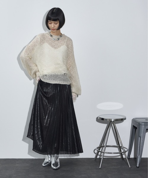 【美品】  ENCHAINEMENT / アンシェヌマン | 2022AW | Sheer Mohair Pullover シアー モヘア プルオーバー ニット | F | ブラック | レディース セール】モヘアライクシアーニットプルオーバー（ニット