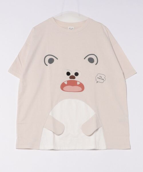 JEANS MATE(ジーンズメイト)の「【Hi Hey Hoooo/ハイヘイホー】くま さめ顔どんTシャツ アニマルシリーズ(Tシャツ/カットソー・レディース・サックスブルー/ベージュ・FREE)」の19枚目の写真