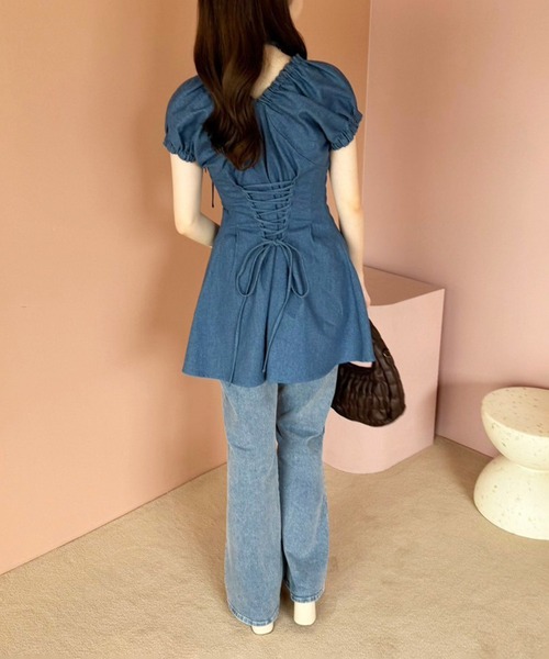 完売品未開封☆ レースアップカットミニワンピース ネイビー FL プレッピーライクミニワンピース[品番：IGAW0006722]｜axes