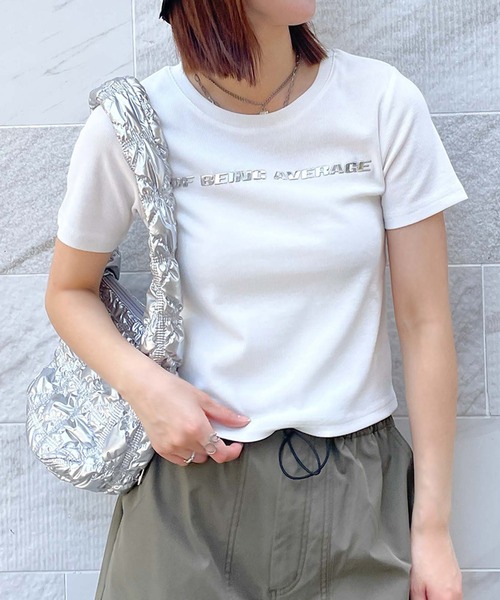 GORGE(ゴージ)の「メタルロゴテレコTOPS(Tシャツ/カットソー・レディース・サックスブルー/イエロー/オフホワイト/ネイビー・F)」の2枚目の写真