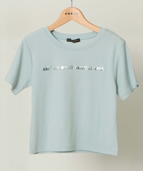GORGE(ゴージ)の「メタルロゴテレコTOPS(Tシャツ/カットソー・レディース・サックスブルー/イエロー/オフホワイト/ネイビー・F)」の1枚目の写真