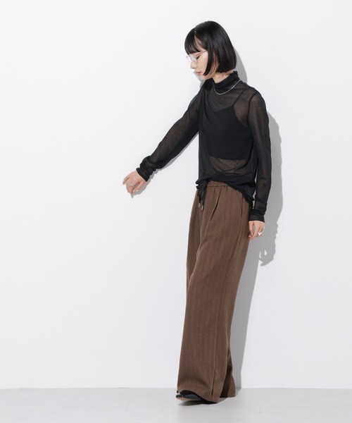 Apo(s)ture(アポスチャー)の「ARIA-004/ヘリンボンドロストワイドパンツ(その他パンツ・レディース・グレー/ライトグレー/ブラウン/チャコール・XS/S/M/L/XL)」の16枚目の写真