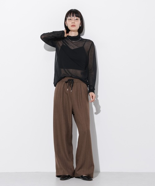 Apo(s)ture(アポスチャー)の「ARIA-004/ヘリンボンドロストワイドパンツ(その他パンツ・レディース・グレー/ライトグレー/ブラウン/チャコール・XS/S/M/L/XL)」の18枚目の写真