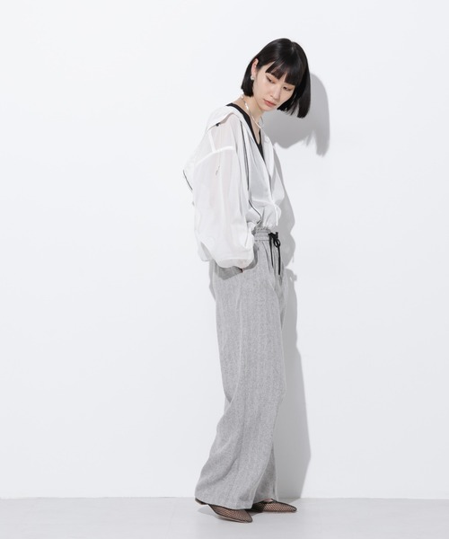 Apo(s)ture(アポスチャー)の「ARIA-004/ヘリンボンドロストワイドパンツ(その他パンツ・レディース・グレー/ライトグレー/ブラウン/チャコール・XS/S/M/L/XL)」の21枚目の写真