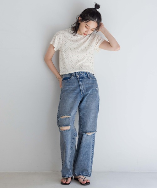 LOWRYS FARM(ローリーズファーム)の「パターンメッシュSS 141125(Tシャツ/カットソー・レディース・グレー/アイボリー・FREE)」の5枚目の写真