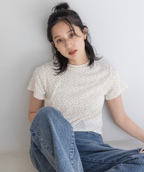 LOWRYS FARM(ローリーズファーム)の「パターンメッシュSS 141125(Tシャツ/カットソー・レディース・グレー/アイボリー・FREE)」の6枚目の写真