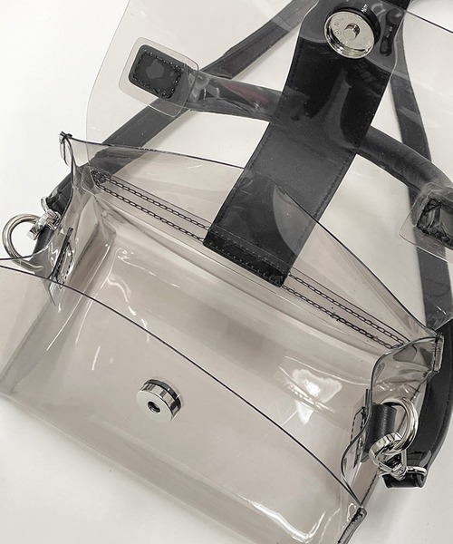 GORGE（ゴージ）の「《スクエアバックル×クリア》エクス2ｗａｙＢａｇ（ハンドバッグ・レディース・シルバー/クリアブラック・F）」の9枚目の写真