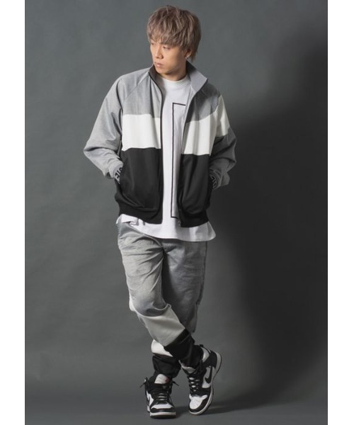 【セール】【REGIEVO】アシンメトリー切り替え トラックジャケット【セットアップ対応】（ブルゾン）｜REGIEVO（レジエボ）