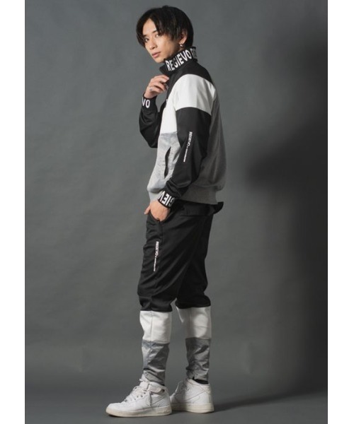 【セール】【REGIEVO】アシンメトリー切り替え トラックジャケット【セットアップ対応】（ブルゾン）｜REGIEVO（レジエボ）