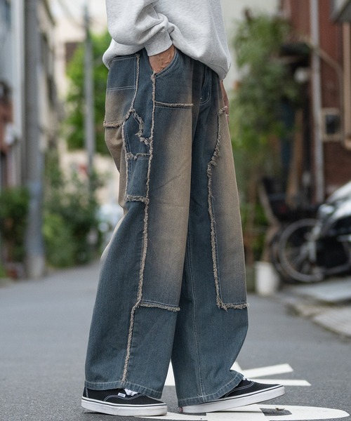 JOHN'S CLOSET（ジョンズクローゼット）の「【13】フリンジダブルニー バギーデニム パンツ（デニムパンツ・メンズ・ブルー/ブラック・MEDIUM/LARGE）」の11枚目の写真