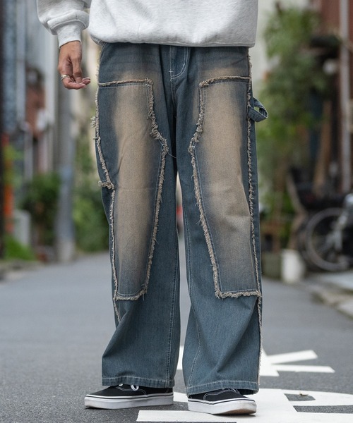 JOHN'S CLOSET（ジョンズクローゼット）の「【13】フリンジダブルニー バギーデニム パンツ（デニムパンツ・メンズ・ブルー/ブラック・MEDIUM/LARGE）」の10枚目の写真