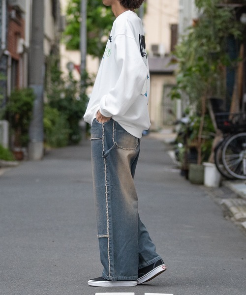 JOHN'S CLOSET（ジョンズクローゼット）の「【13】フリンジダブルニー バギーデニム パンツ（デニムパンツ・メンズ・ブルー/ブラック・MEDIUM/LARGE）」の8枚目の写真