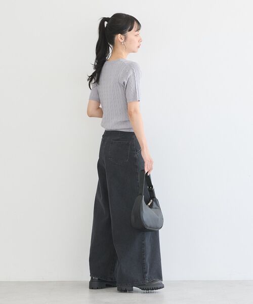 美品】 23区 ニット ケーブルニット プルオーバー 半袖 クルー