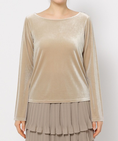 mysty woman（ミスティウーマン）の「シャイニーベロアプルオーバー 150086（Tシャツ/カットソー・レディース・ブラック/ライトベージュ/グレイッシュブルー・FREE）」の14枚目の写真