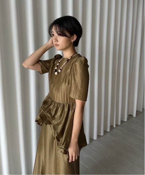 Ameri（アメリ）の「DIMENSIONAL GLOSS DRESS（ドレス・レディース・カーキ/グリーン/ブラック・SMALL/MEDIUM）」の10枚目の写真