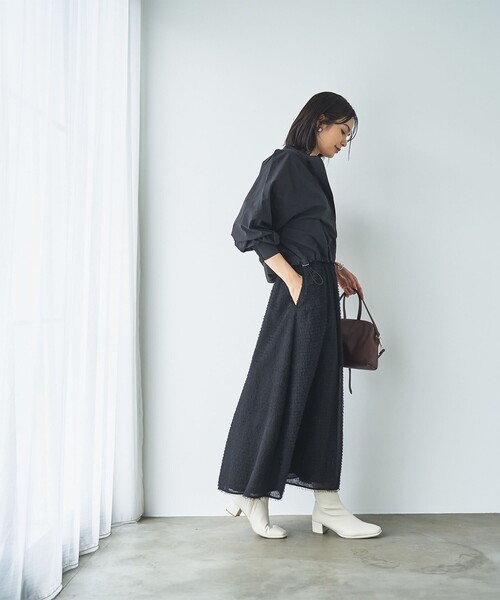 RONEL（ロネル）の「【RONEL】ライトドローストリングシャツ（シャツ/ブラウス・レディース・マスタード/ブラック/ダークグリーン・FREE）」の13枚目の写真