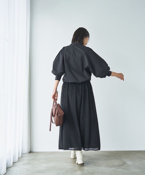 RONEL（ロネル）の「【RONEL】ライトドローストリングシャツ（シャツ/ブラウス・レディース・マスタード/ブラック/ダークグリーン・FREE）」の14枚目の写真