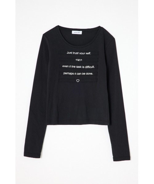 LAGUA GEM(ラグアジェム)の「OVERLAP FONT ロングTシャツ(Tシャツ/カットソー・レディース・ホワイト/ブラック/グレー・FREE)」の10枚目の写真
