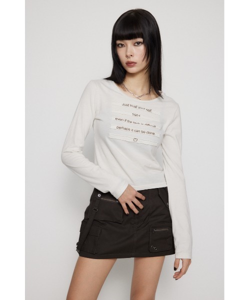 LAGUA GEM(ラグアジェム)の「OVERLAP FONT ロングTシャツ(Tシャツ/カットソー・レディース・ホワイト/ブラック/グレー・FREE)」の12枚目の写真