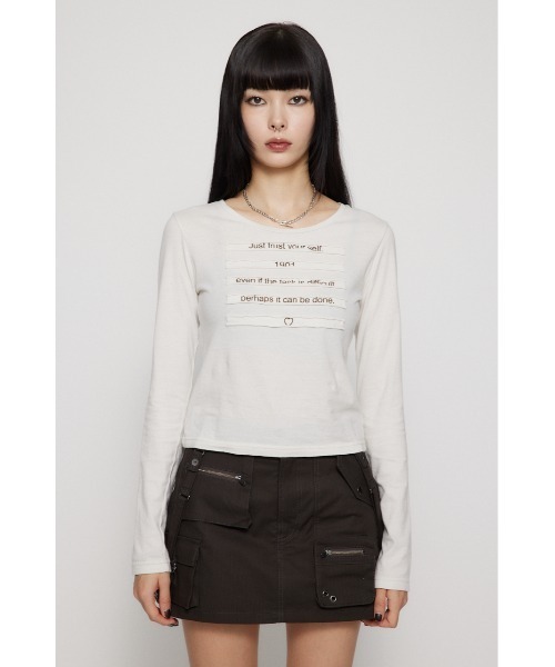 LAGUA GEM(ラグアジェム)の「OVERLAP FONT ロングTシャツ(Tシャツ/カットソー・レディース・ホワイト/ブラック/グレー・FREE)」の11枚目の写真
