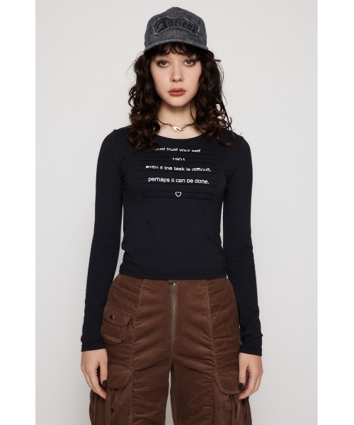 LAGUA GEM(ラグアジェム)の「OVERLAP FONT ロングTシャツ(Tシャツ/カットソー・レディース・ホワイト/ブラック/グレー・FREE)」の7枚目の写真