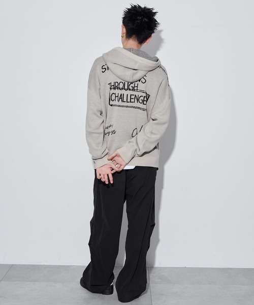 WEGO(ウィゴー)の「WEGO/ジャガードロゴジップパーカー(カーディガン/ボレロ・メンズ・ホワイト/ブラック・MEDIUM/LARGE)」の8枚目の写真