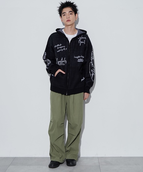 WEGO(ウィゴー)の「WEGO/ジャガードロゴジップパーカー(カーディガン/ボレロ・メンズ・ホワイト/ブラック・MEDIUM/LARGE)」の13枚目の写真
