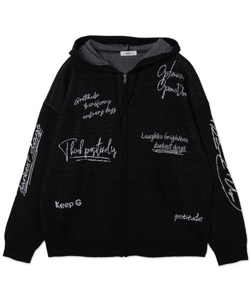 WEGO(ウィゴー)の「WEGO/ジャガードロゴジップパーカー(カーディガン/ボレロ・メンズ・ホワイト/ブラック・MEDIUM/LARGE)」の15枚目の写真