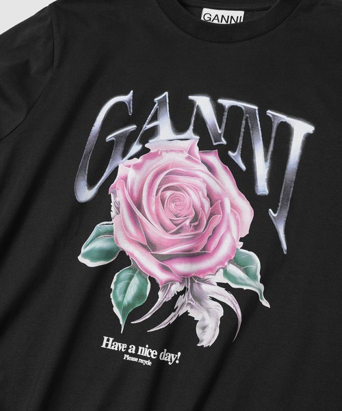 GANNI（ガニー）の「Basic Jersey Rose Relaxed T-shirt（Tシャツ/カットソー・レディース・ブラック・XS/S/M/L）」の3枚目の写真