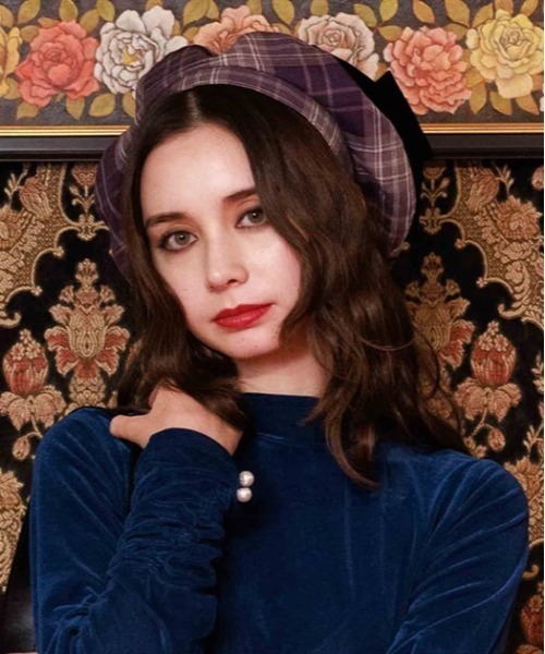 axes femme(アクシーズファム)の「タータンチェックリボンベレー(ハンチング/ベレー帽・レディース・パープル/ブラウン/ワイン・FREE)」の5枚目の写真