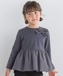 BeBe | ポンチタフタペプラム切り替えリボントレーナー(90~150cm)(スウェット)